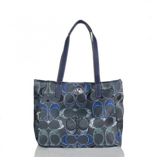 Coach Poppy Turnlock Medium Navy Totes BWU | Women - Click Image to Close